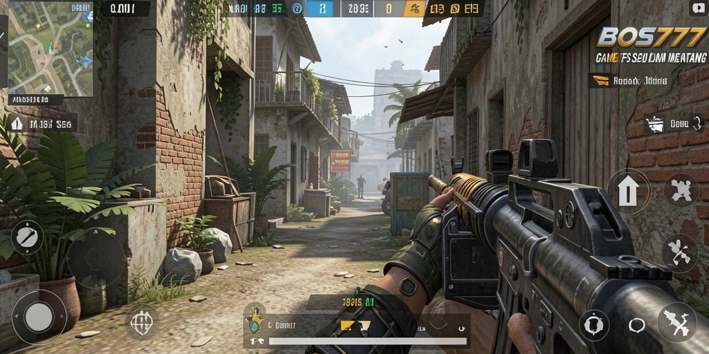 Screenshot menunjukkan aksi mendebarkan dalam gameplay FPS.