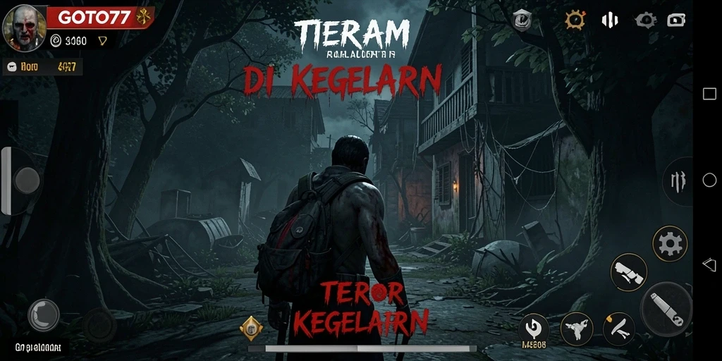 Screenshot gameplay GOTO77 yang mencekam dan penuh ketegangan.