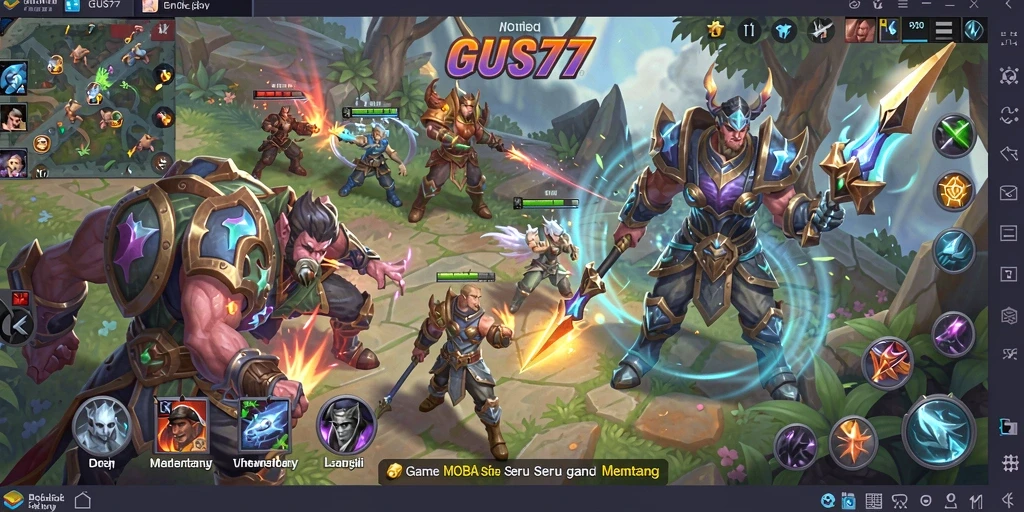 Screenshot gameplay GUS77 menampilkan aksi pertempuran seru antar tim.