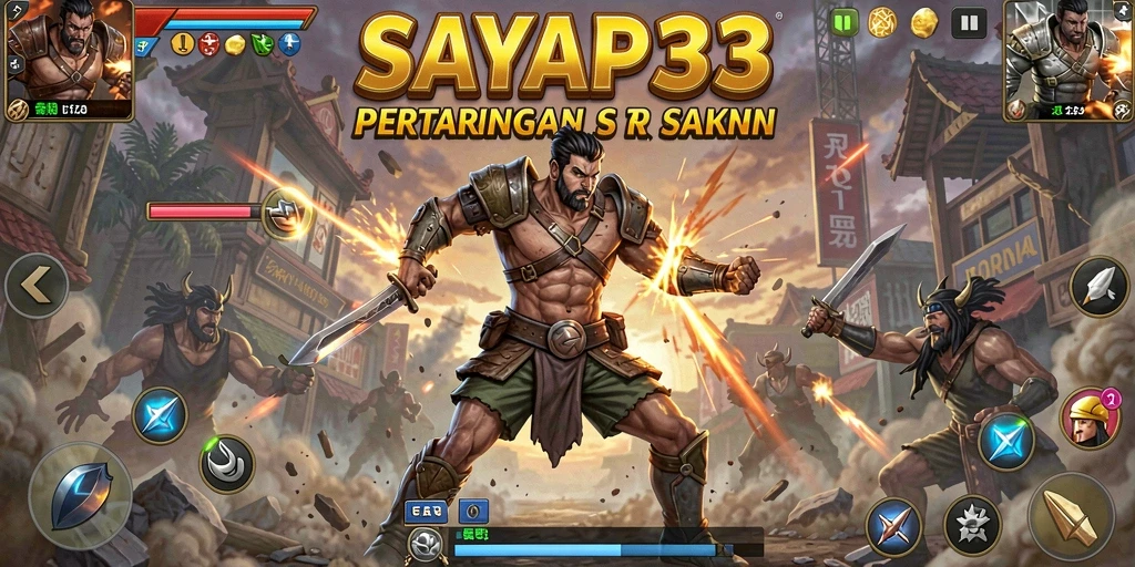 Tampilan gameplay pertarungan intens dan mendebarkan dalam SAYAP33.