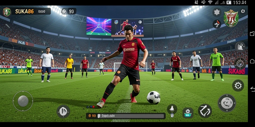 Tampilan gameplay <strong>SUKA86</strong> yang mengesankan dengan aksi di lapangan sepak bola.