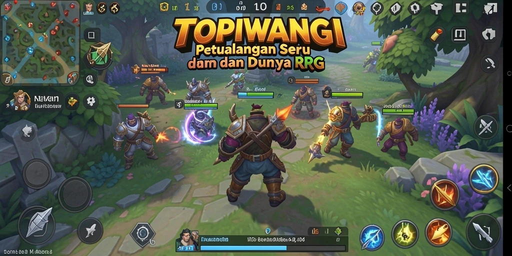 Screenshot gameplay menunjukkan aksi pertempuran epik dalam dunia RPG.