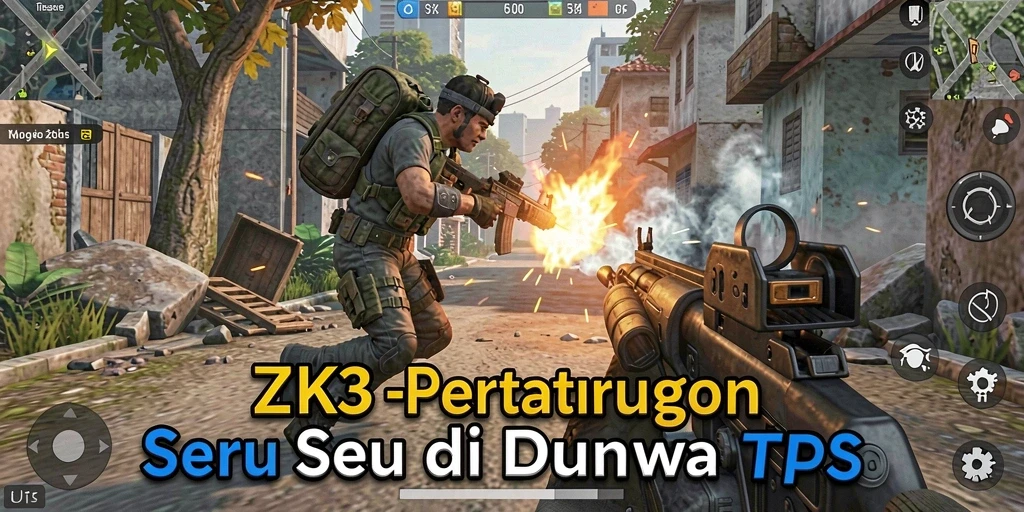 Gameplay ZK3 dengan aksi tembak-menembak yang mendebarkan.